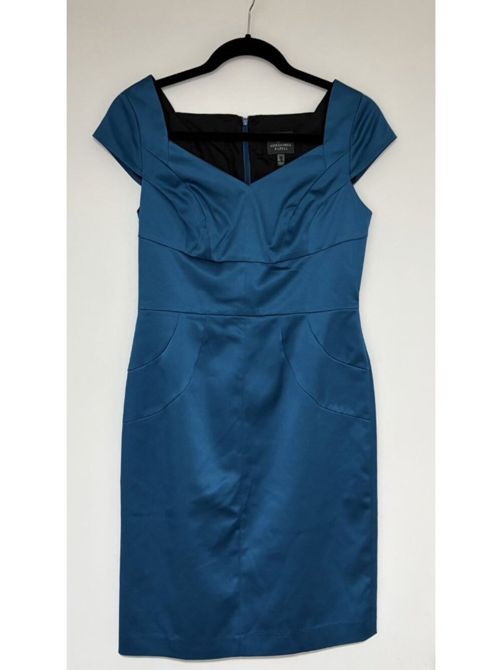 Adrianna Papell Women’s Teal Green/Ocean Blue Satin Sleeveless Dress Sz 4
